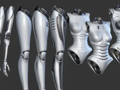 Robot Woman Body Parts - Kitbash 3D model