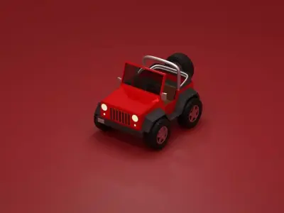 Low Poly Jeep Wrangler Low-poly 3D model