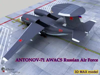 ANTONOV-71 AWACS Russian Air Force Low-poly 3D model
