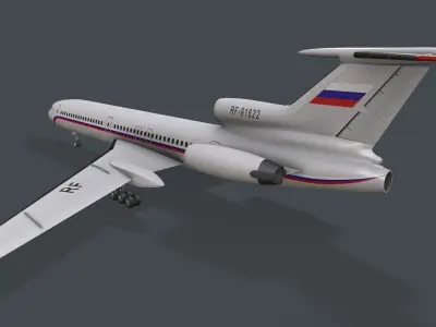 Tupolev Tu-154 Russia With LODs Low-poly 3D model