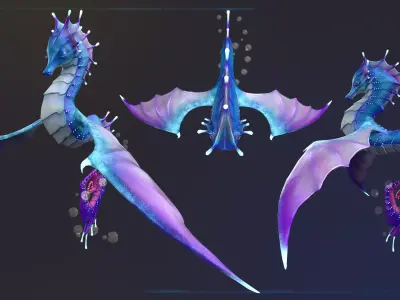 Sea Dragon 4K texture horse fantasy Low-poly 3D model