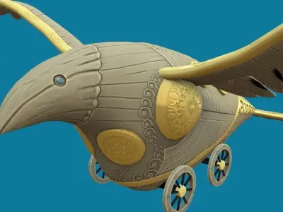 Steampunk Bird Plane Hand-Painted Low-poly 3D model