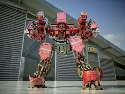 Sci-fi attacking robot 3D model