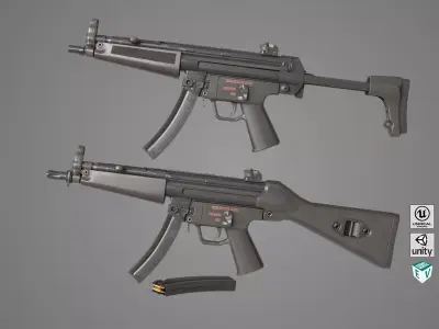  Machine Guns15 Two Black Single Mat All PBR Unity UE Textures Low-poly 3D model