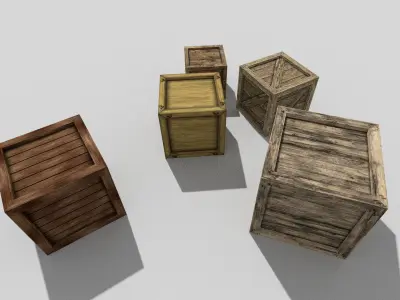low poly wooden boxes pack 1 Low-poly 3D model
