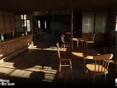 Modular - Wild West Saloon - All Formats Low-poly 3D model