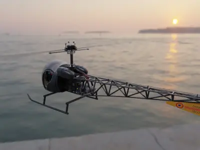 Bell 47 helicopter Low-poly 3D model