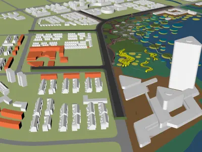 Urban highrise building building ancillary building commercial 3D model