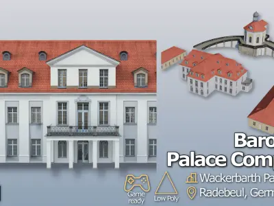 Baroque Palace Complex Low-poly 3D model