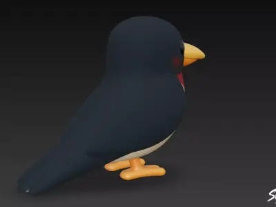 Cartoon Plush Swallow Low-poly 3D model