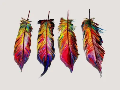 Colorful Feathers Low-poly 3D model