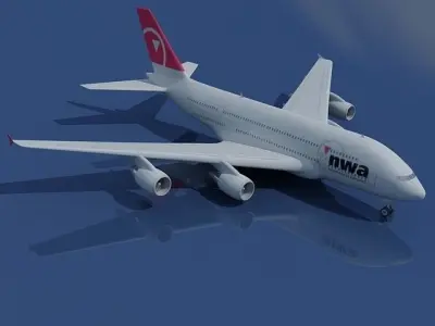 North West Airbus A380  3D model