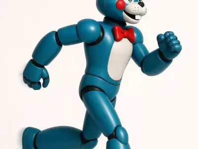 Blue Bunny Robot 3D Animatronic Red Bowtie Game Character Low-poly 3D model