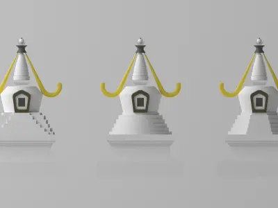 Tibetan Buddhist White Stupa Low-poly 3D model
