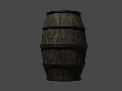 Oak Barrel Low-poly 3D model