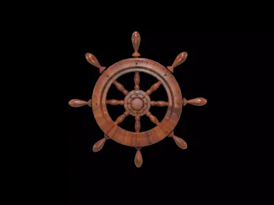ship wheel Low-poly 3D model