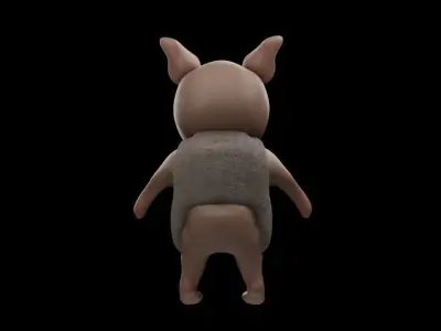 A creepy pig character 3D model