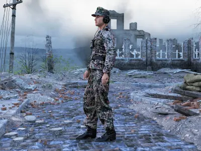 German Panzer Crew Soldier 2 WWII  Low-poly 3D model