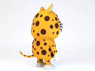 Cartoonish Humanoid Panther Character Low-poly 3D model