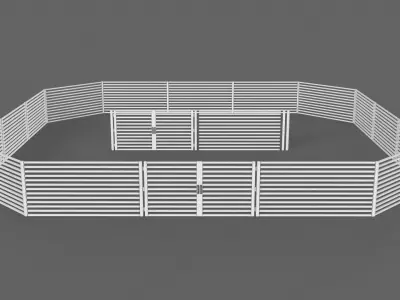 PBR Gate and Fence 4 Low-poly 3D model