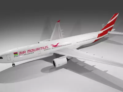 Air Mauritius airbus a330-900neo with cockpit Low-poly 3D model