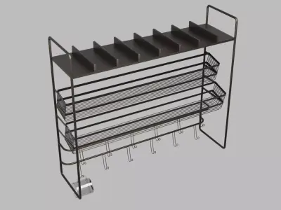 Cups Shelf Free low-poly 3D model