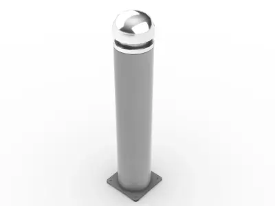 Grey Stainless Steel Bollard with Dome Top 3D model