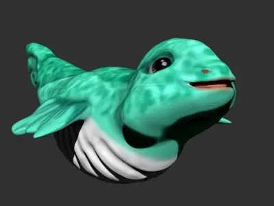 Cute Water Dragon Low-poly 3D model
