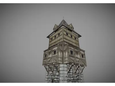 low poly middle ages tower 2 Free low-poly 3D model