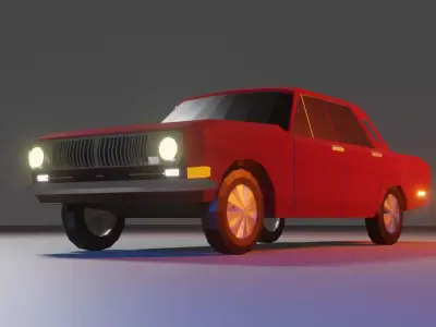 Soviet luxury sedan low-poly 3D model Free low-poly 3D model