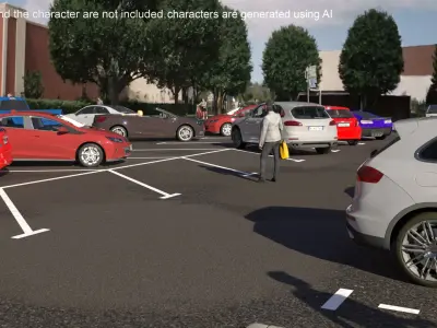 Street Car Parking 26 Lots Filled New Fur 3D model