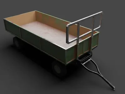 Dusty Agricultural Trailer Low-poly 3D model