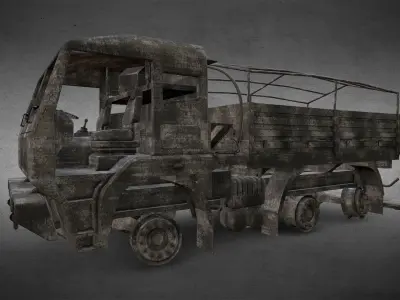 Burnt or Burned Truck Version 2 Low-poly 3D model