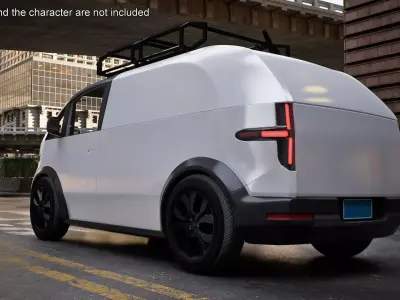 Minibus Electric White Rigged for Maya 3D model