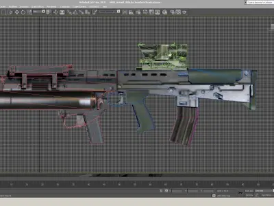 SA80-Launcher-Scope assault rifle in computer screen Low-poly 3D model