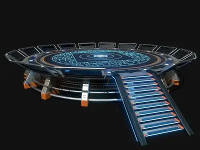 Lowpoly Scifi Helipad Low-poly 3D model