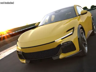 Extreme Crossover Sports Car Yellow Rigged 3D model