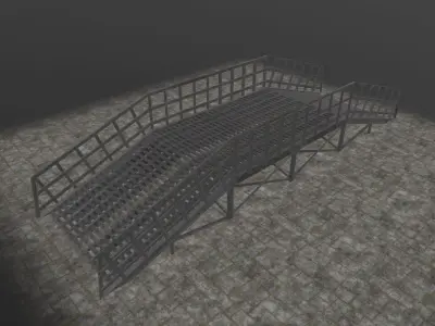 Estacade metal ramp Low-poly 3D model