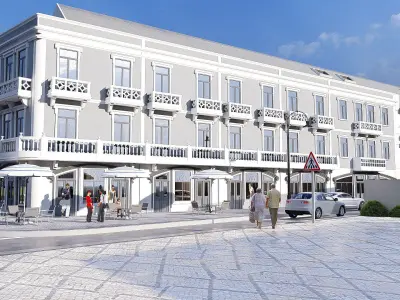 43x5m Multifamily 3 Storey Commercial Building SketchUp Only 3D model