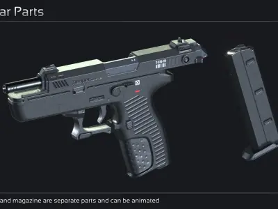 Scifi Pistol ARK 9 Low-poly 3D model