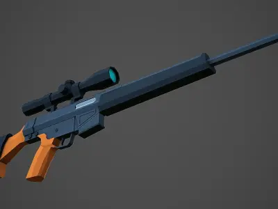 Stylized PSG-1 Sniper Low Poly Mobile Ready Low-poly 3D model