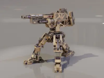 Game ready sentry gun turret Unreal Engine Unity Low-poly 3D model