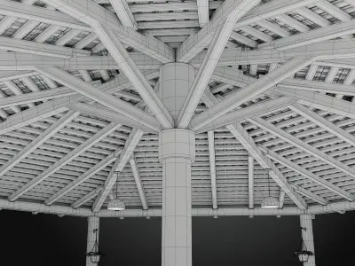 Rustic Wooden Pavilion e Gazebo Set 3D model