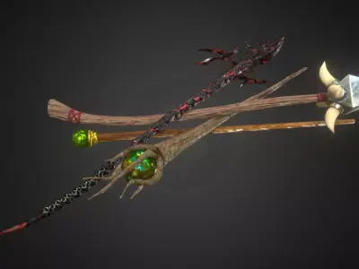 Spears - Magic Staffs Low-poly 3D model