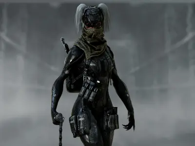 Sci Fi Cyberpunk Valkyrie Low-poly 3D model