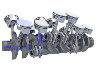 Animated V12 Engine Cylinders 3D model