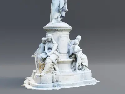 Goethe monument sculpture stone Berlin Low-poly 3D model