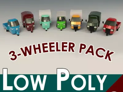 Low Poly Three-Wheeler Pack 3D Model Collection
