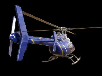 Helicopter - Bell Chopper - Exterior and Interior  3D model