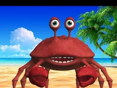 cartoon rigged crab Low-poly 3D model